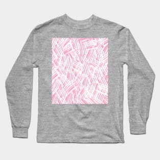 Lines Sketch in Blush Pink and White Long Sleeve T-Shirt